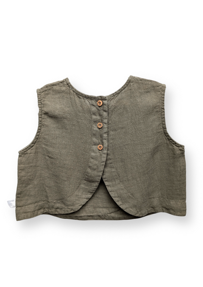 Linen Vest Moss