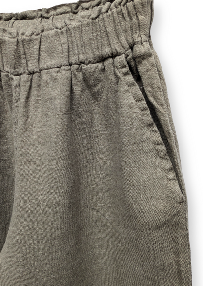 Wide Linen Pants Moss