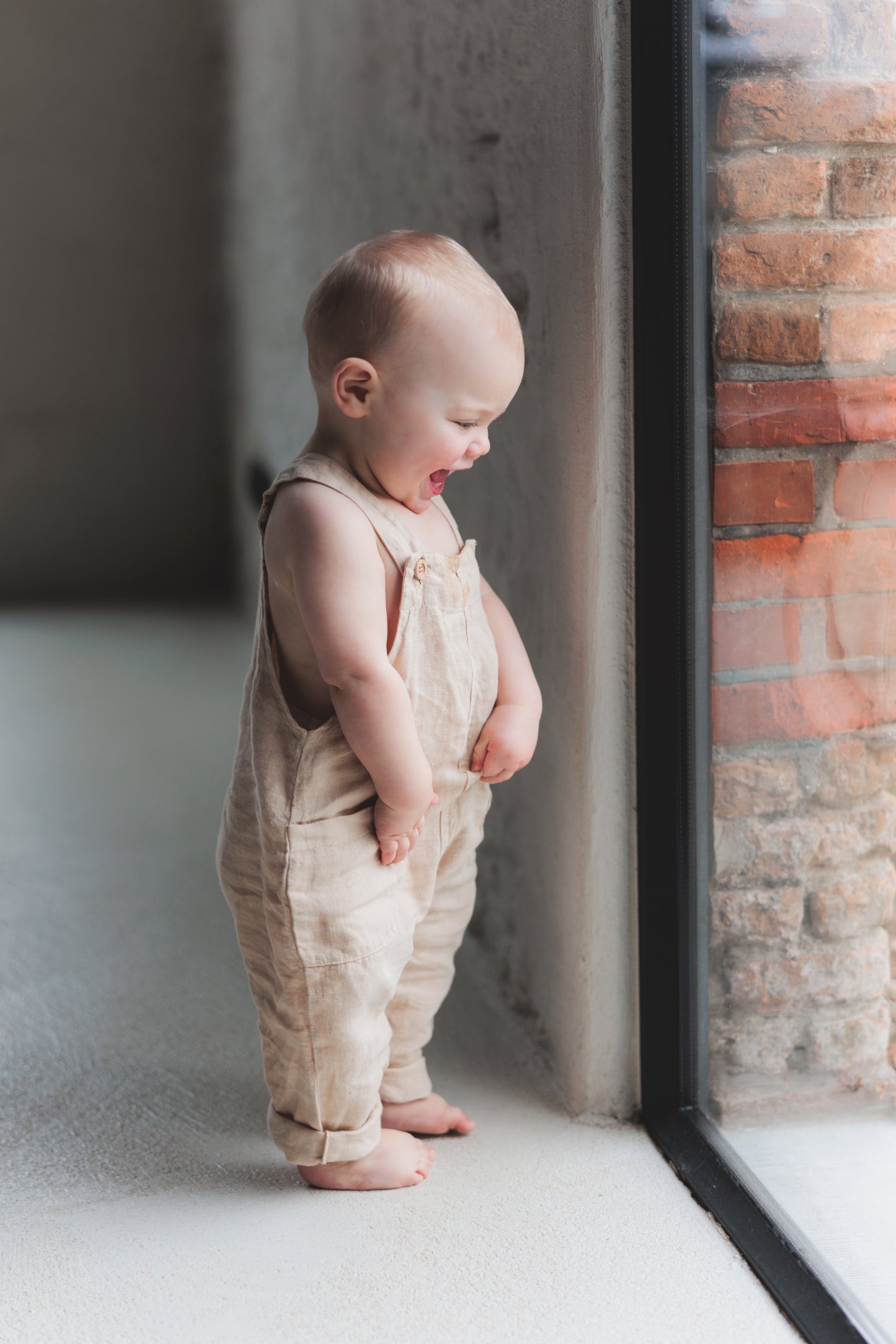 Linen Dungarees Sand