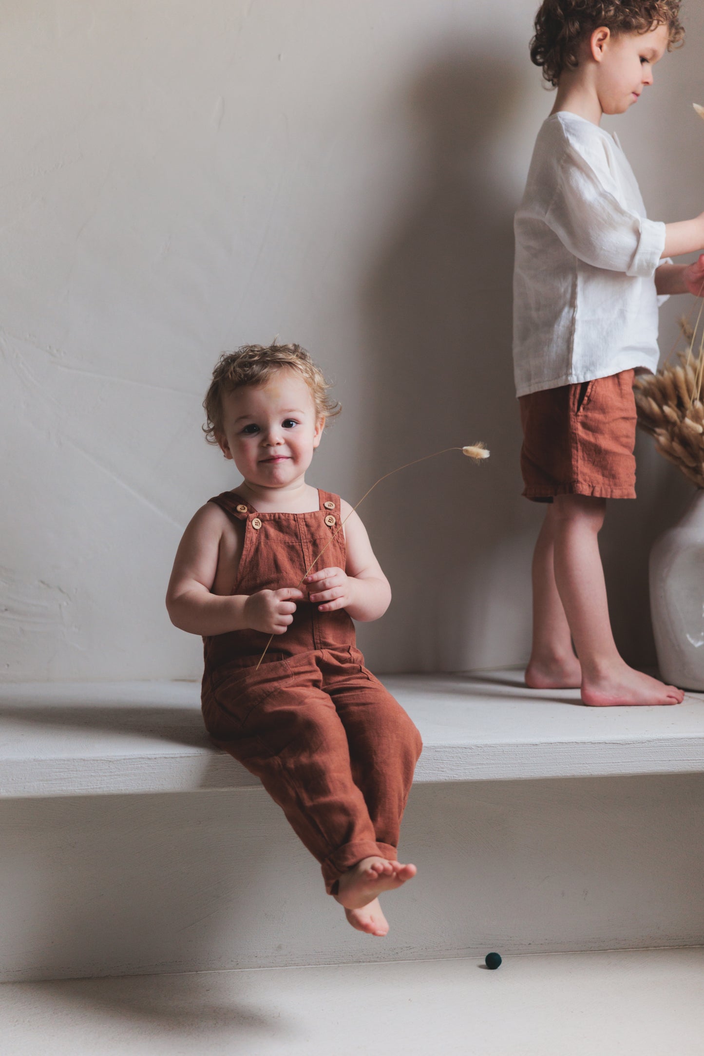 Linen Dungarees Clay